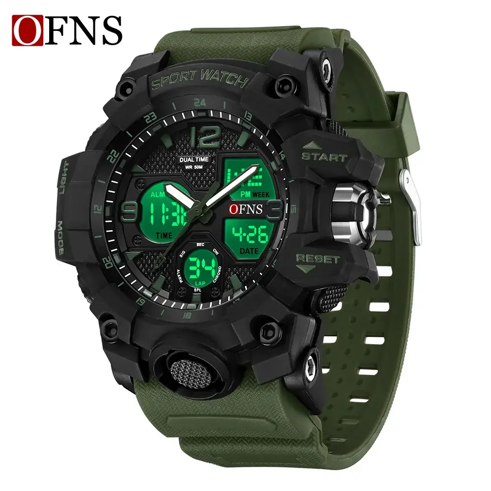 Men's Military Style Chronograph Watch with Patch & Bracelet
