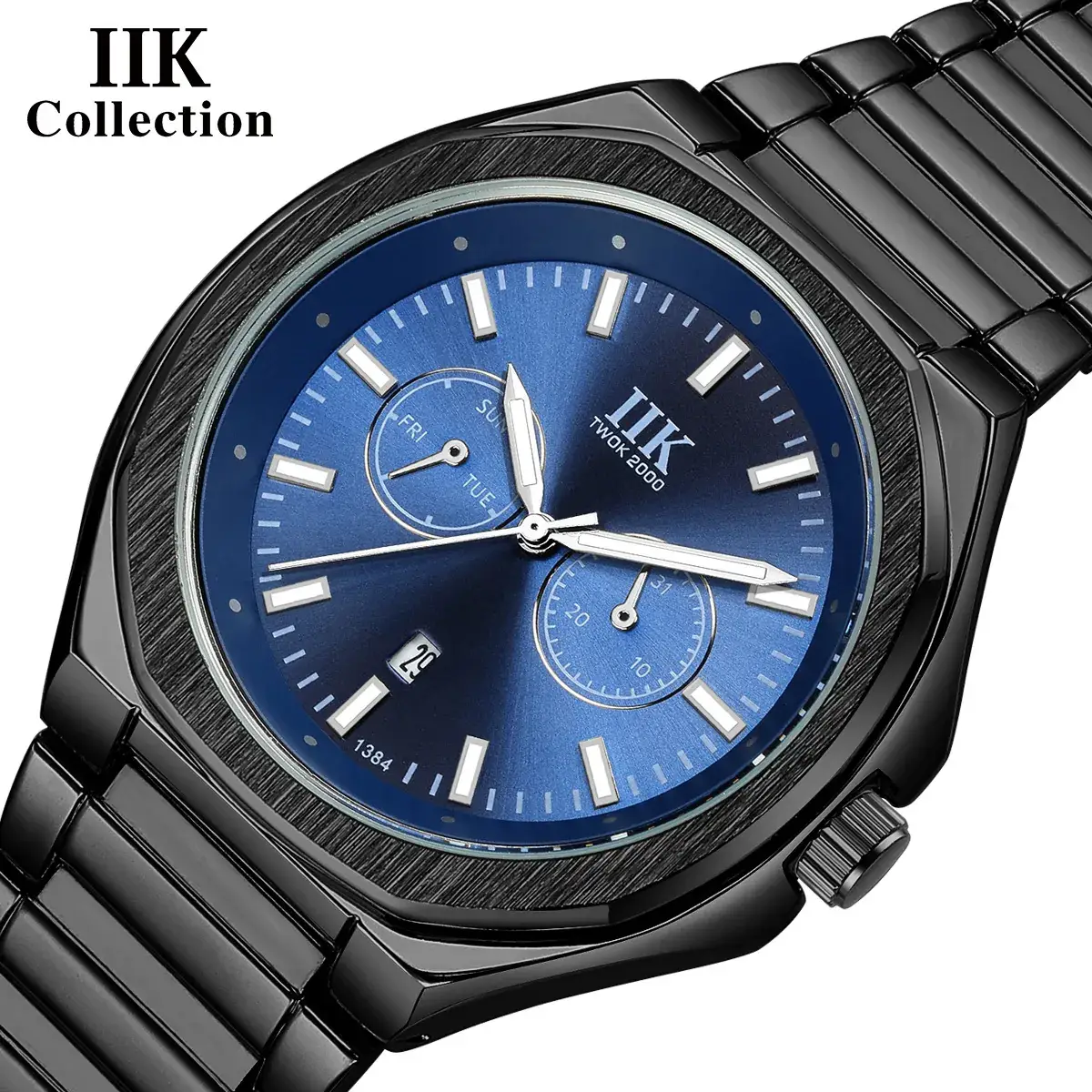 MK Men's Black Chronograph Watch with Blue Dial - Image 10