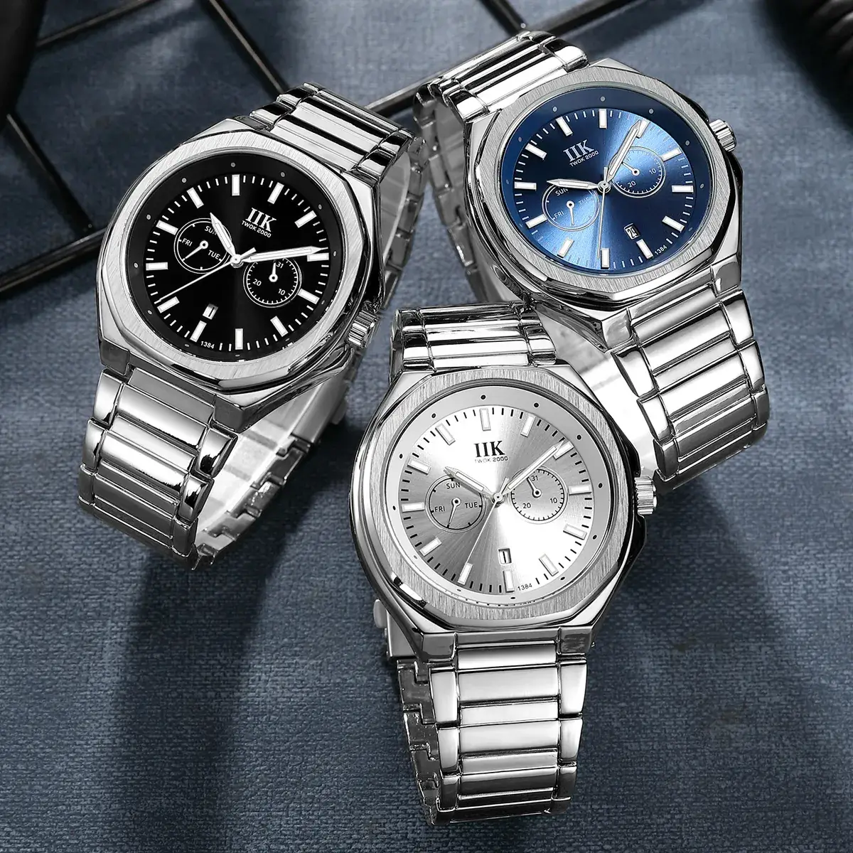 MK Men's Black Chronograph Watch with Blue Dial - Image 11