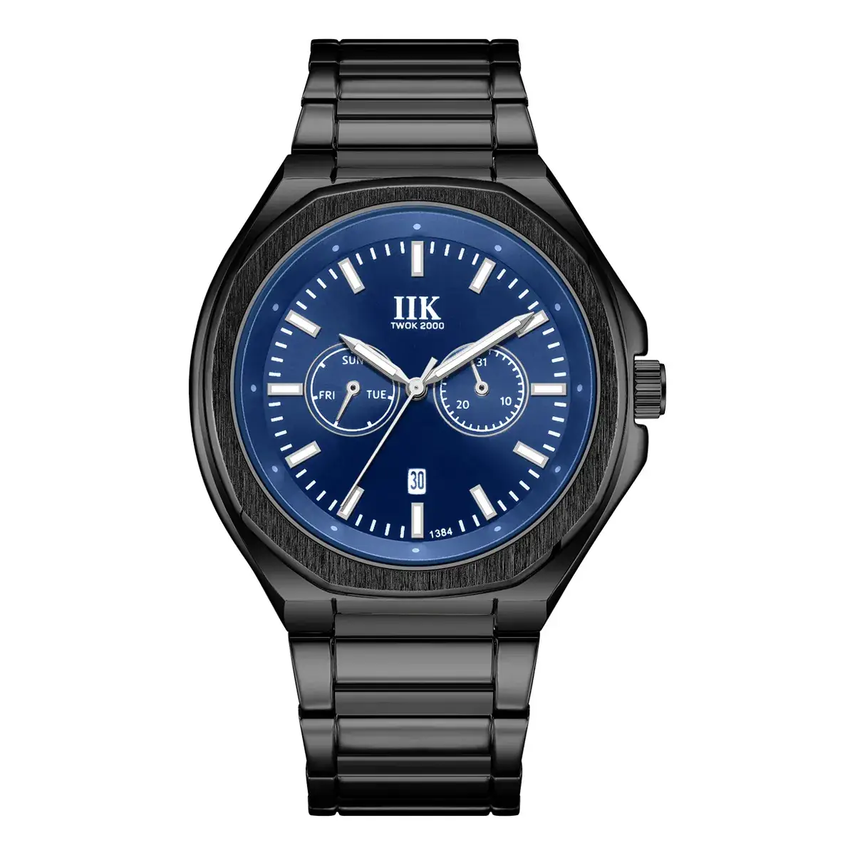 MK Men's Black Chronograph Watch with Blue Dial - Image 7