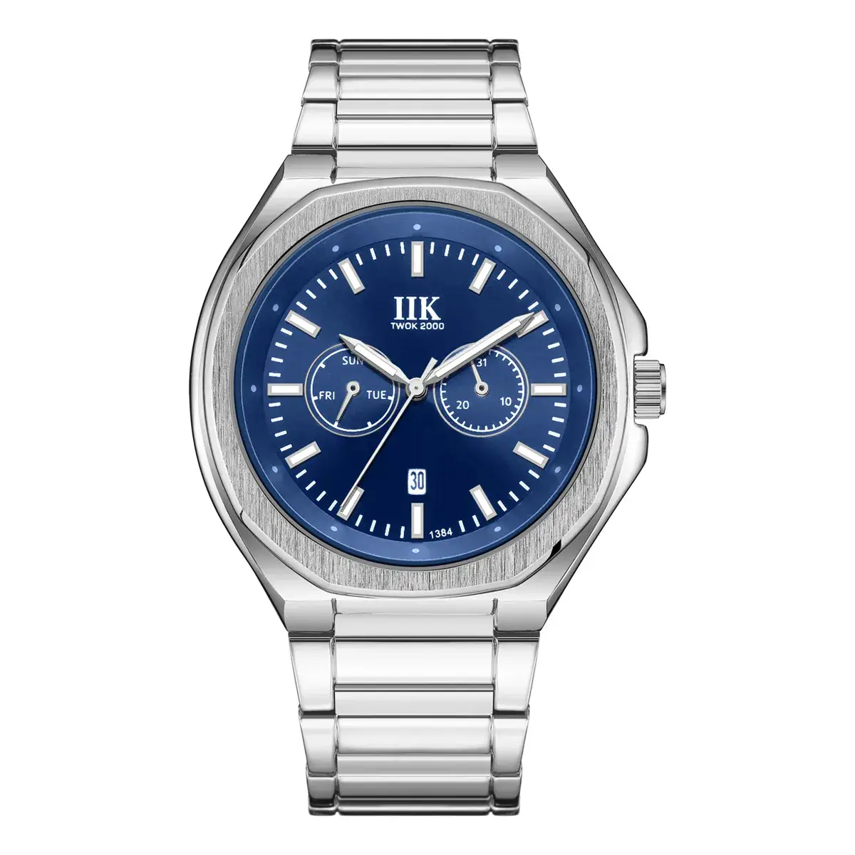 MK Men's Black Chronograph Watch with Blue Dial - Image 2