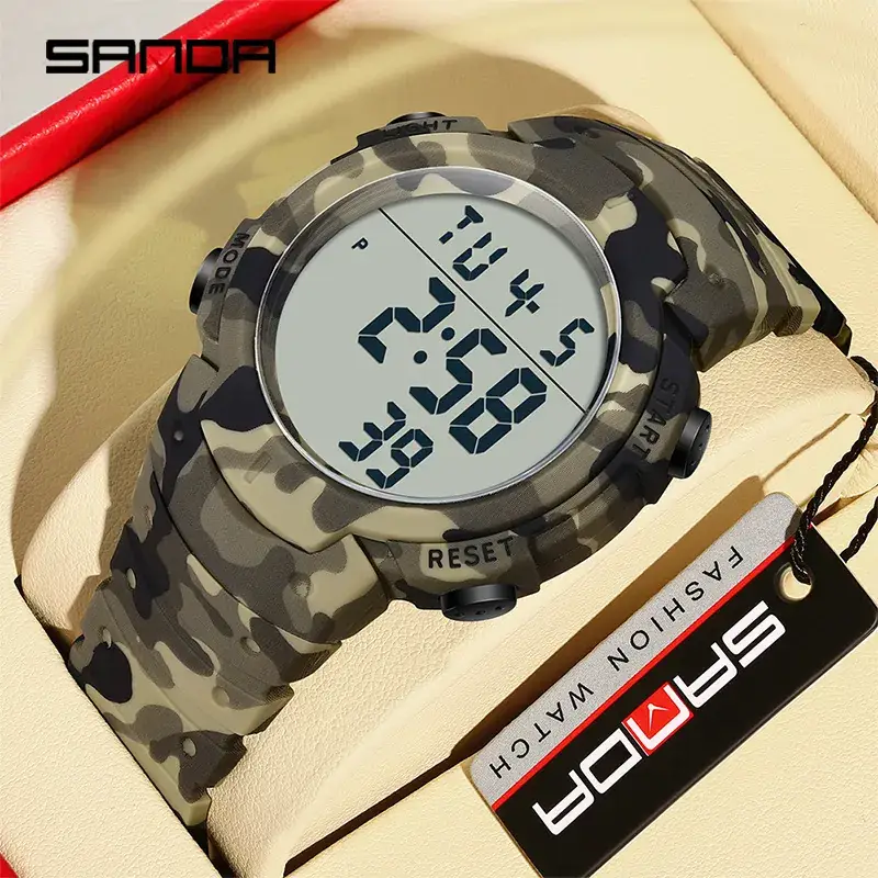Military Camo Digital Watch for Men Women Drop Proof Waterproof