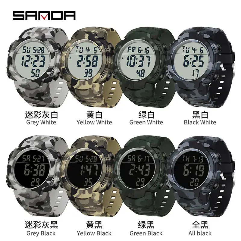 Military Camo Digital Watch for Men Women Drop Proof Waterproof