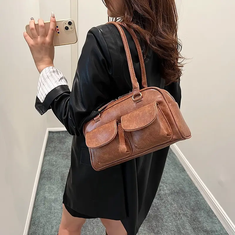 Retro Black Shoulder Bag Women 2024 New High-End Textured - Image 6