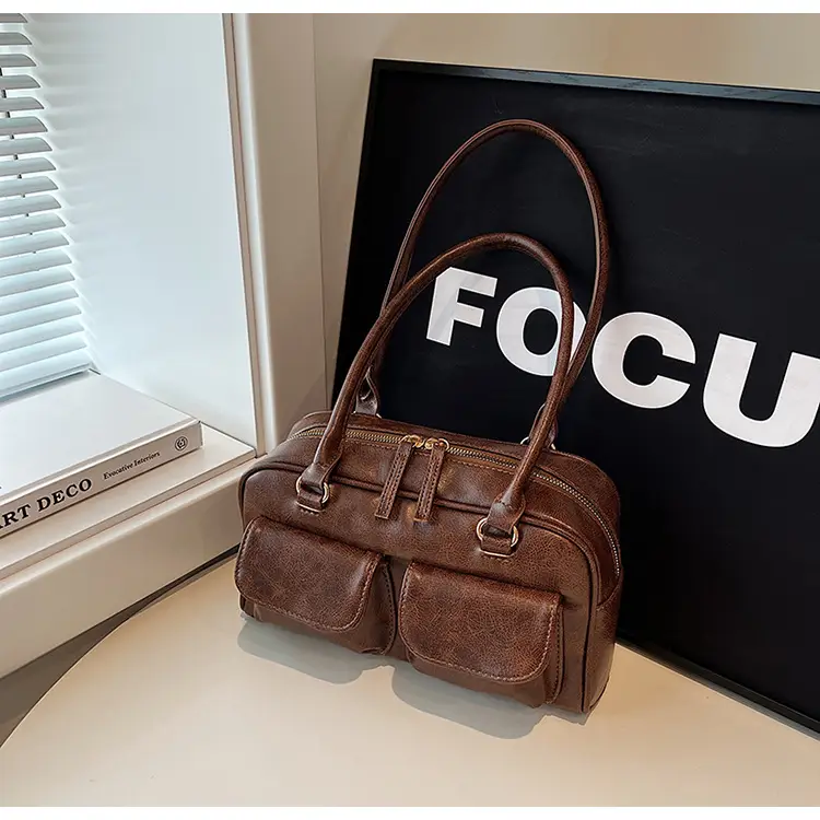 Retro Black Shoulder Bag Women 2024 New High-End Textured - Image 3