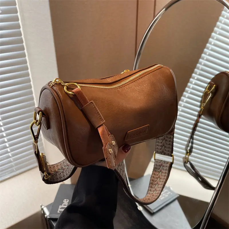Women's 2023 PU Leather Crossbody Bag Brown - Image 5