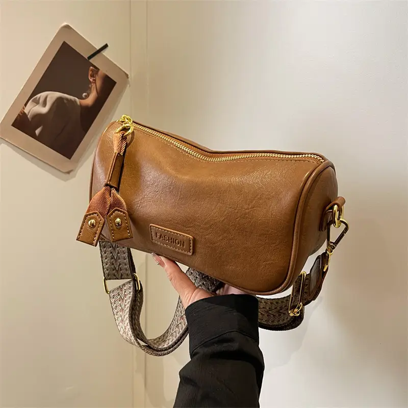 Women's 2023 PU Leather Crossbody Bag Brown - Image 6