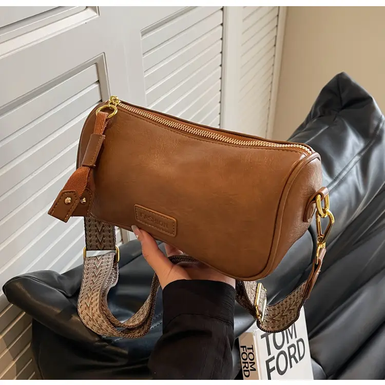 Women's 2023 PU Leather Crossbody Bag Brown — feature 11