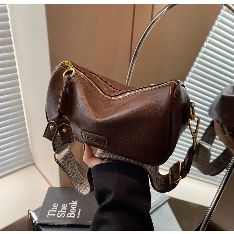 Women's 2023 PU Leather Crossbody Bag Brown — feature 21