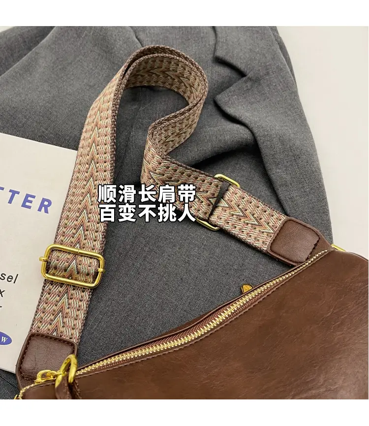 Women's 2023 PU Leather Crossbody Bag Brown — feature 5