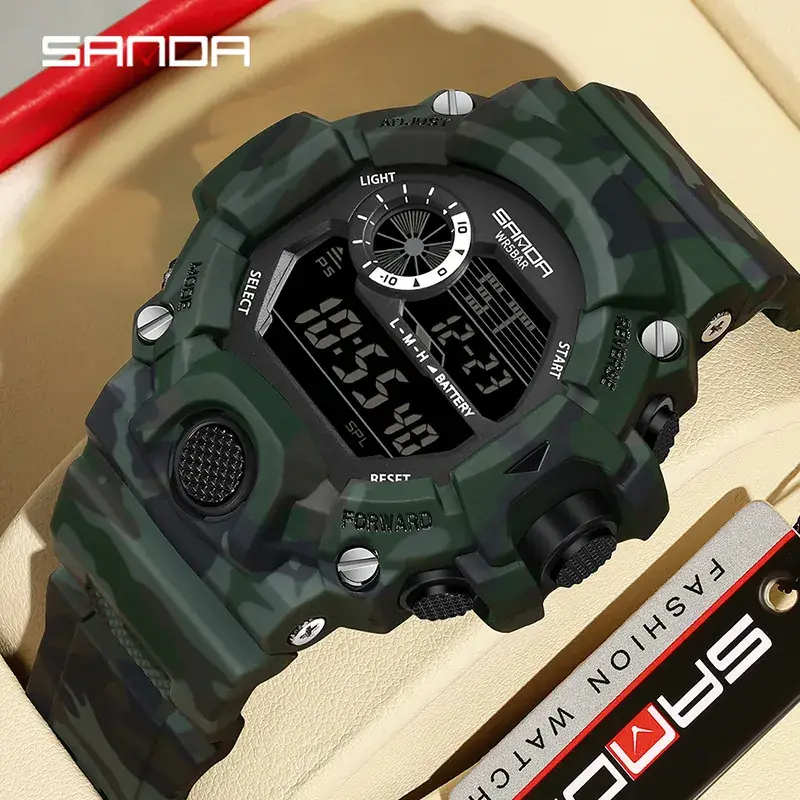 Sanda Camouflage Digital Watch Multi Function Sports Watch