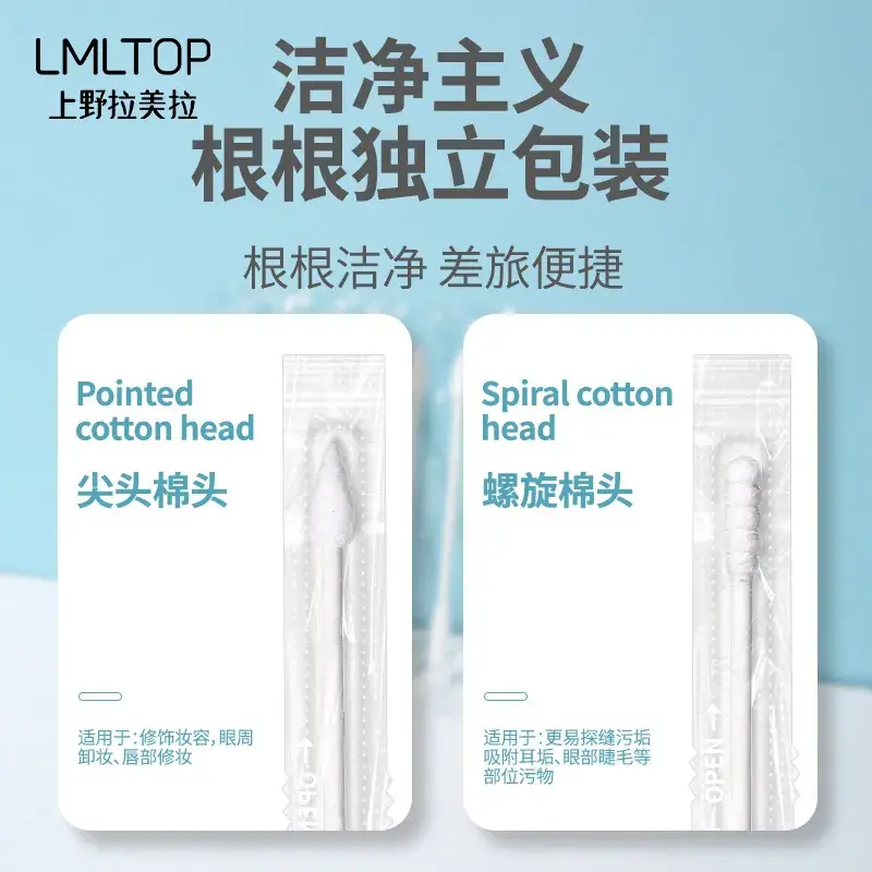LMLTOP Cotton Swabs Pointed Spiral Head Disposable Makeup Cleaning - Image 2