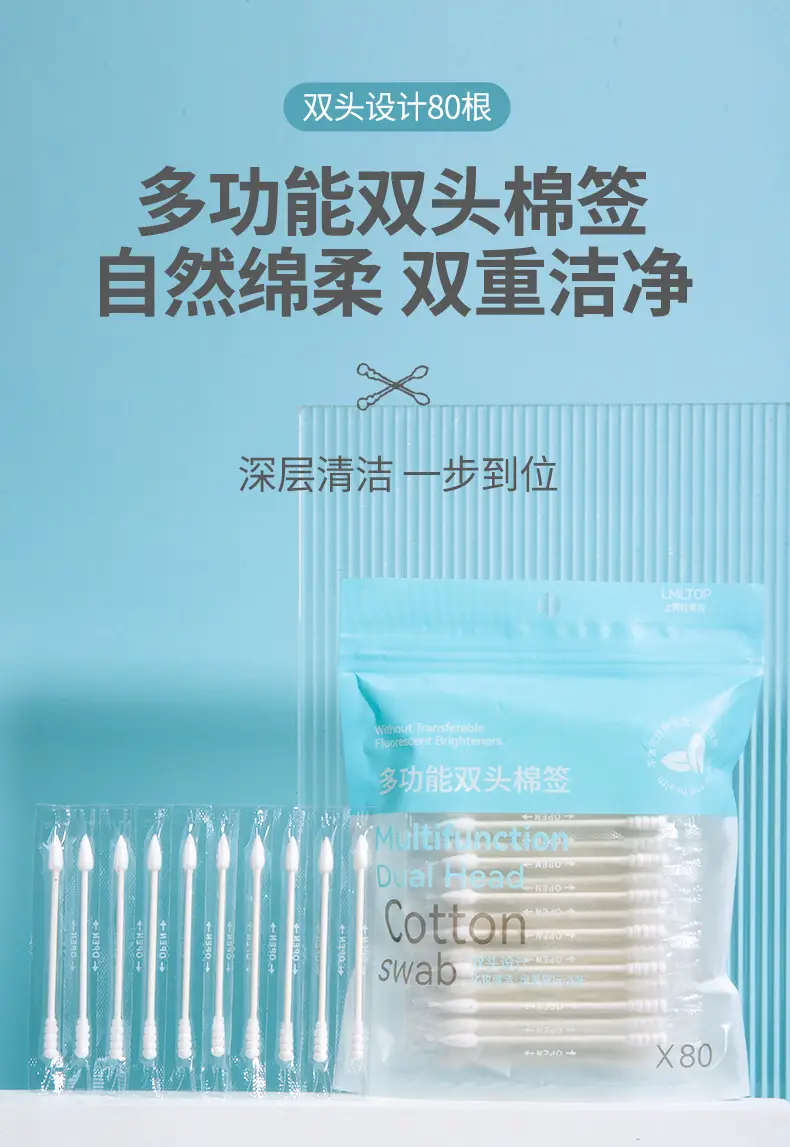 LMLTOP Cotton Swabs Pointed Spiral Head Disposable Makeup Cleaning — feature 1