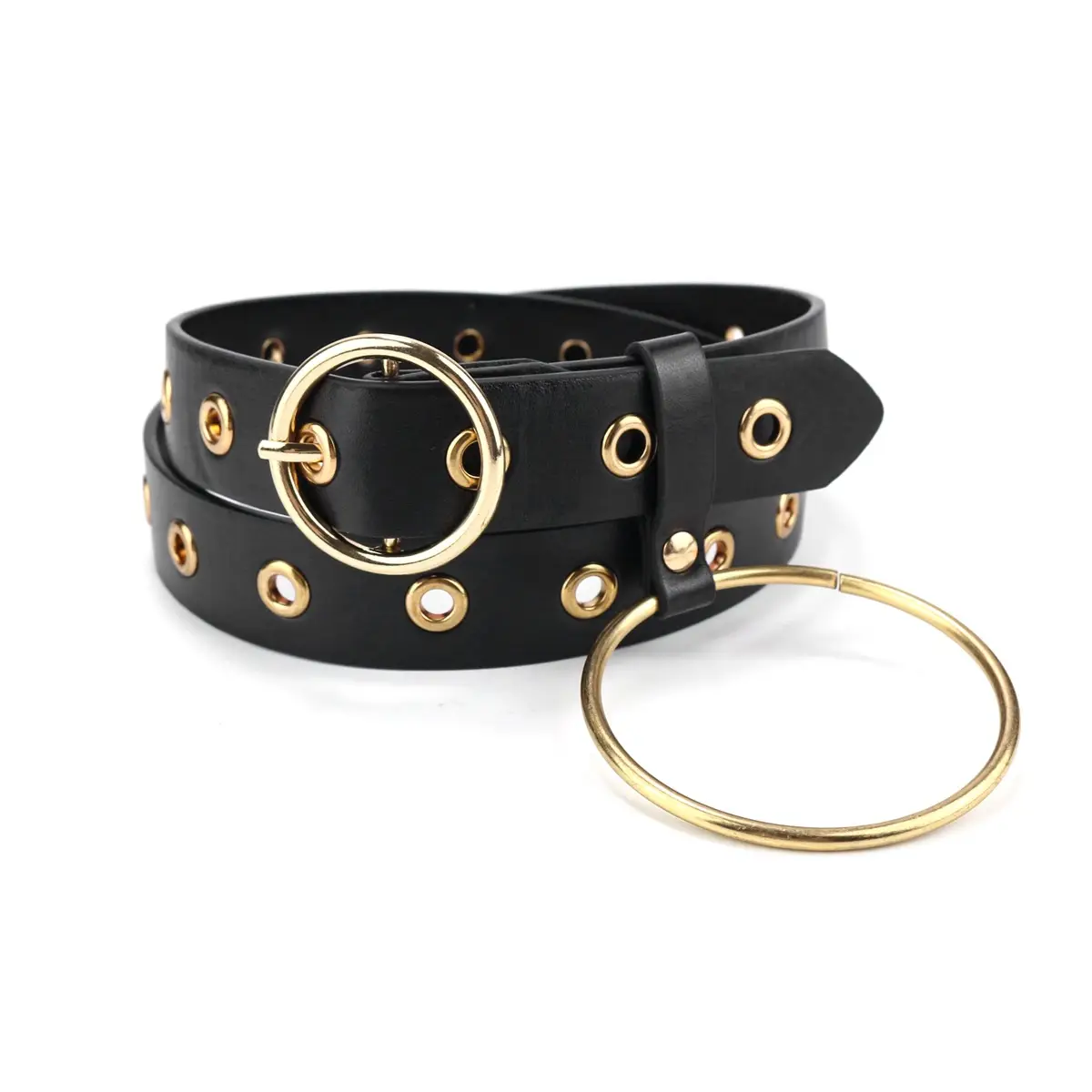 Black Gold Buckle Women's Belt for Casual Wear — feature 2