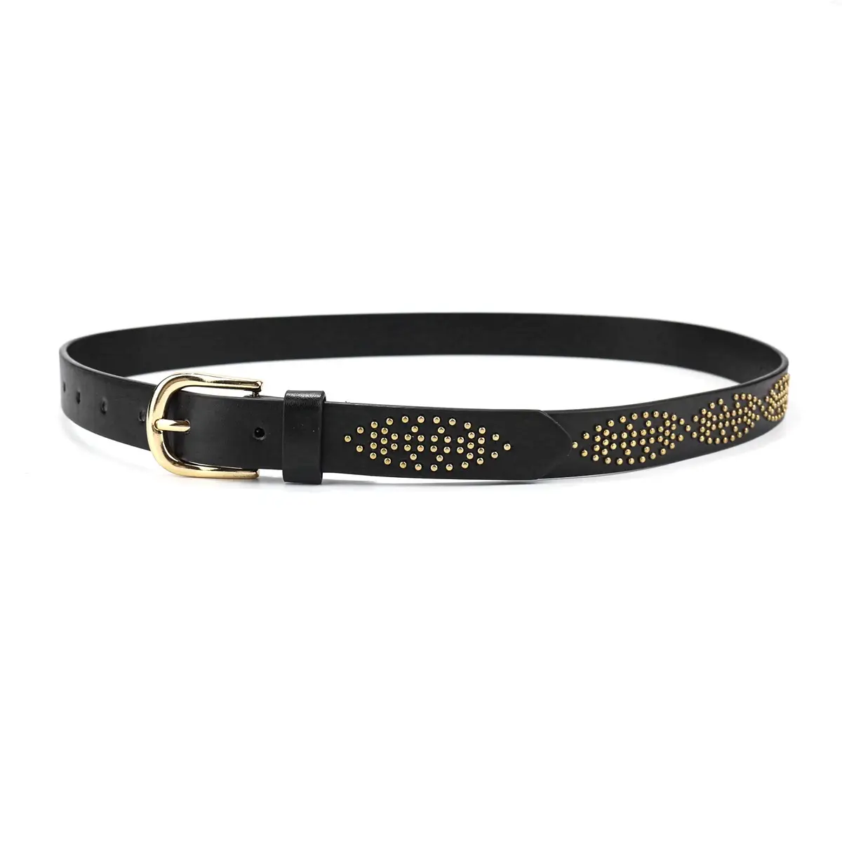 Black Gold Buckle Women's Belt for Casual Wear - Image 10