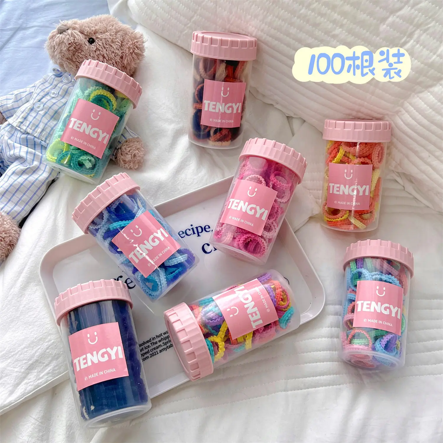 Colorful Rubber Tendon Hair Ties for Girls