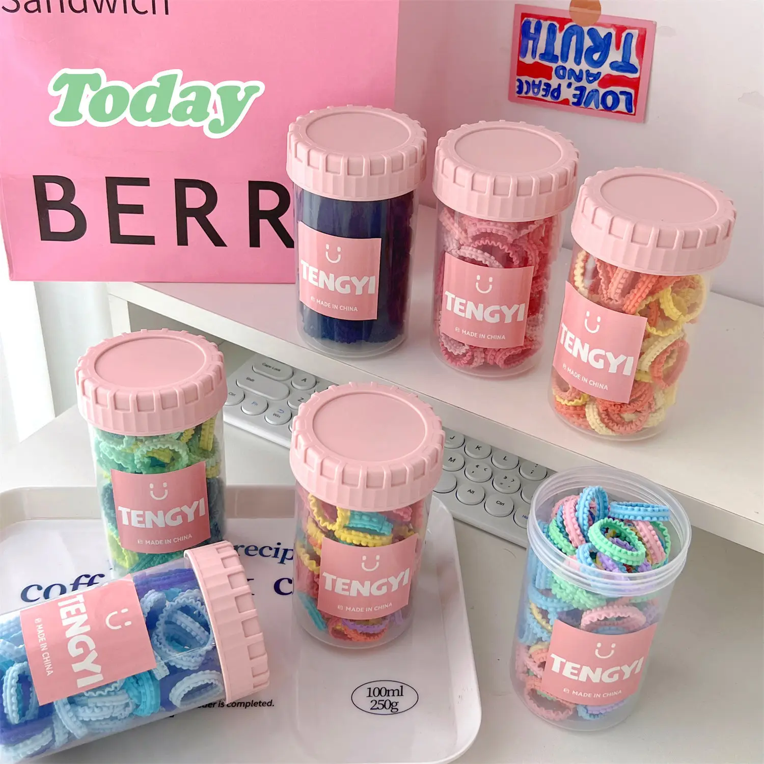 Colorful Rubber Tendon Hair Ties for Girls