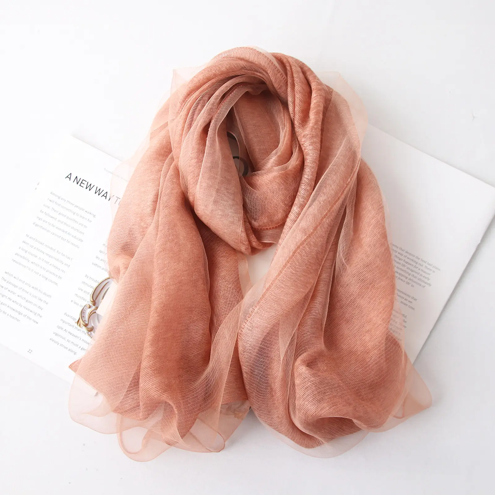 Mulberry Silk Double Layer Scarf for Women - Image 13