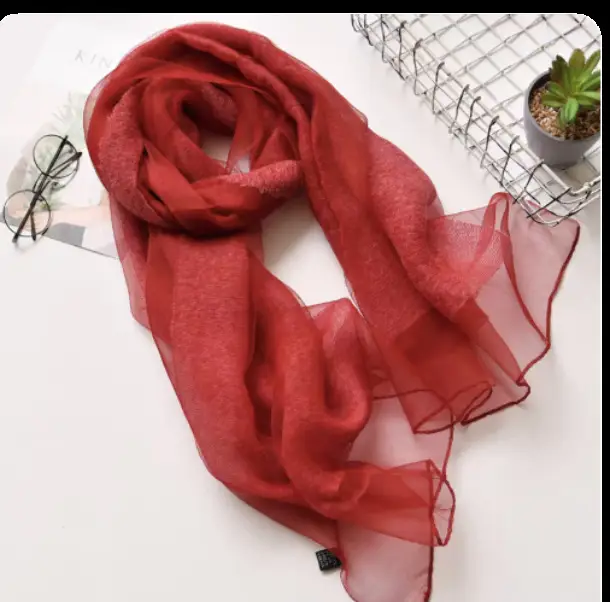 Mulberry Silk Double Layer Scarf for Women - Image 14