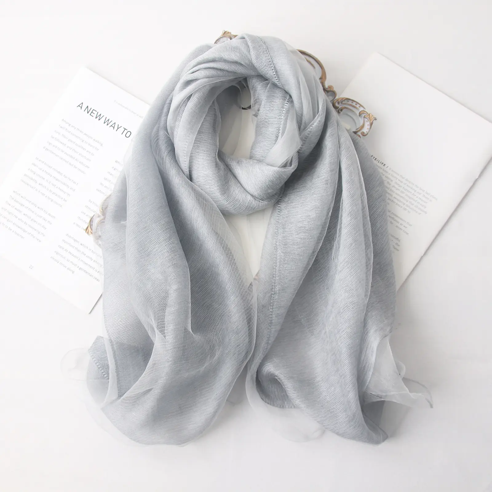Mulberry Silk Double Layer Scarf for Women - Image 2