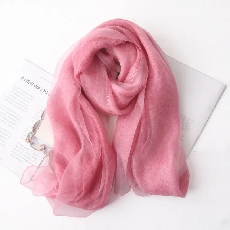 Mulberry Silk Double Layer Scarf for Women - Image 9