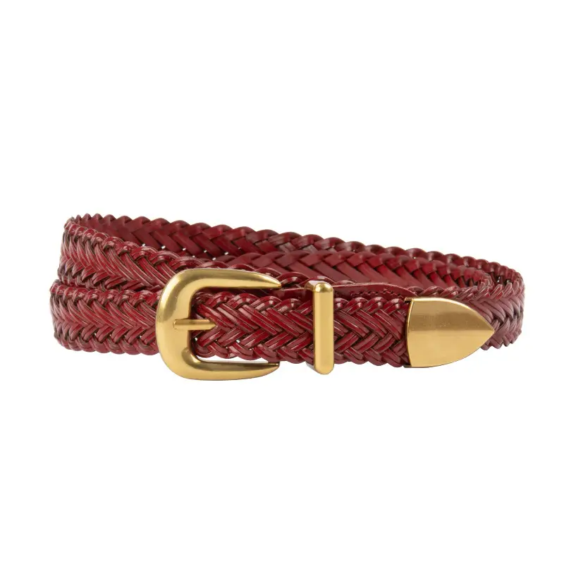 Women's Woven Belt with Gold Buckle Casual Belt - Image 12