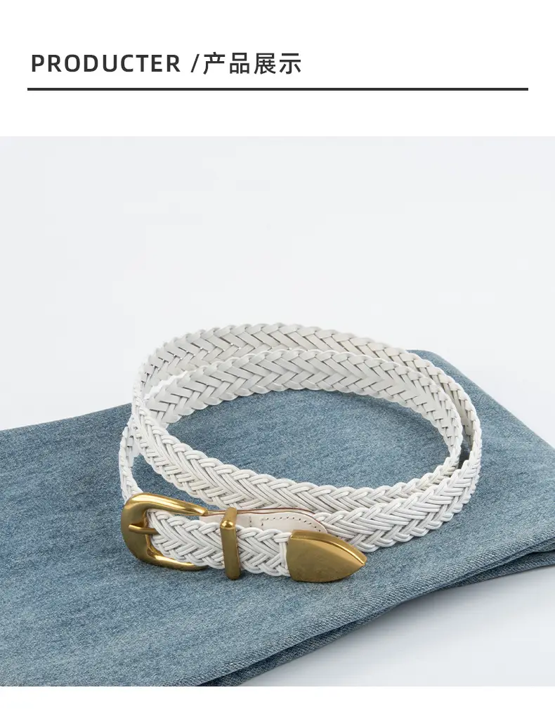 Women's Woven Belt with Gold Buckle Casual Belt — feature 10