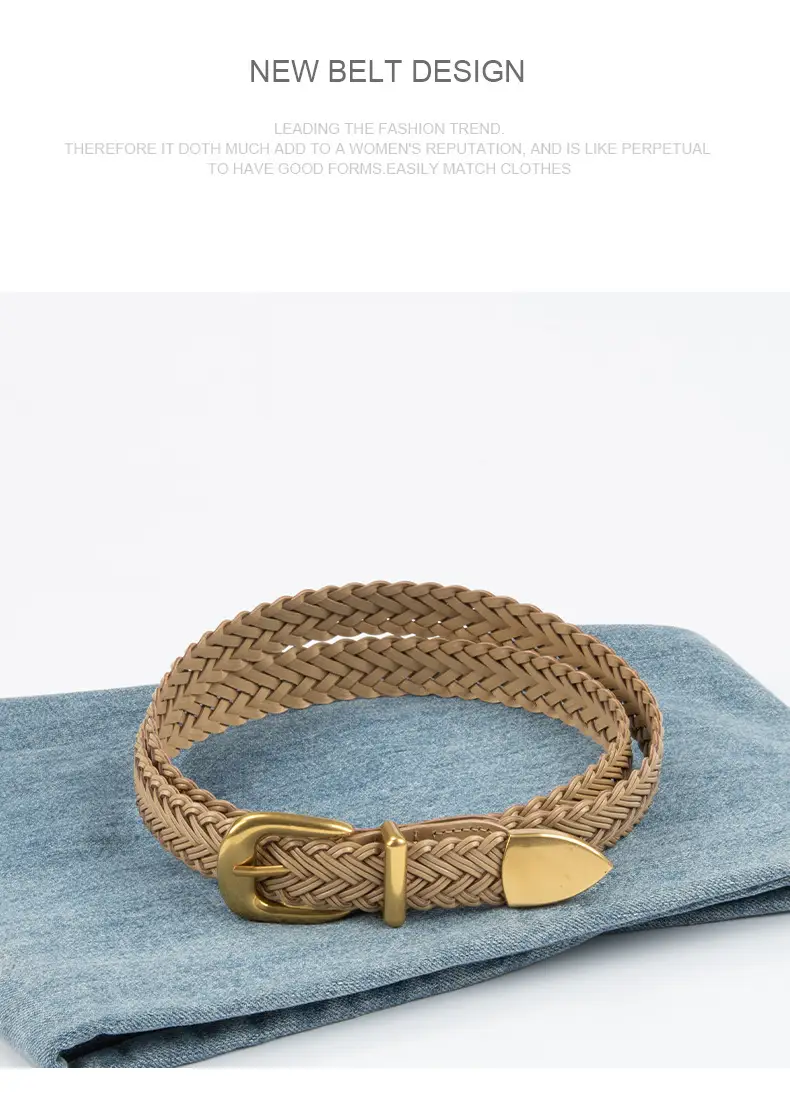 Women's Woven Belt with Gold Buckle Casual Belt — feature 13