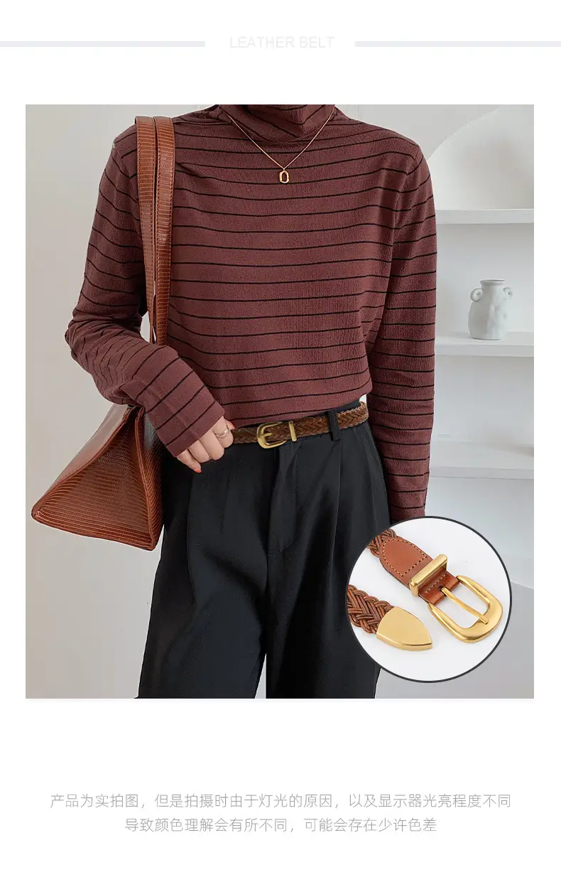 Women's Woven Belt with Gold Buckle Casual Belt — feature 2