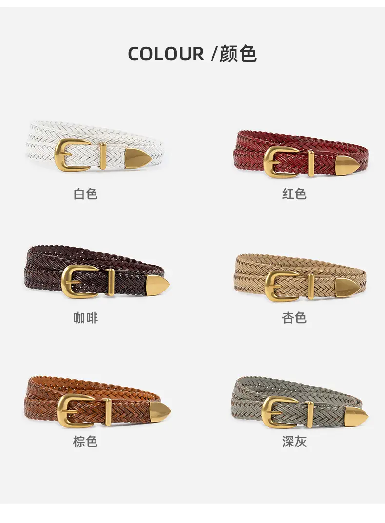 Women's Woven Belt with Gold Buckle Casual Belt — feature 9