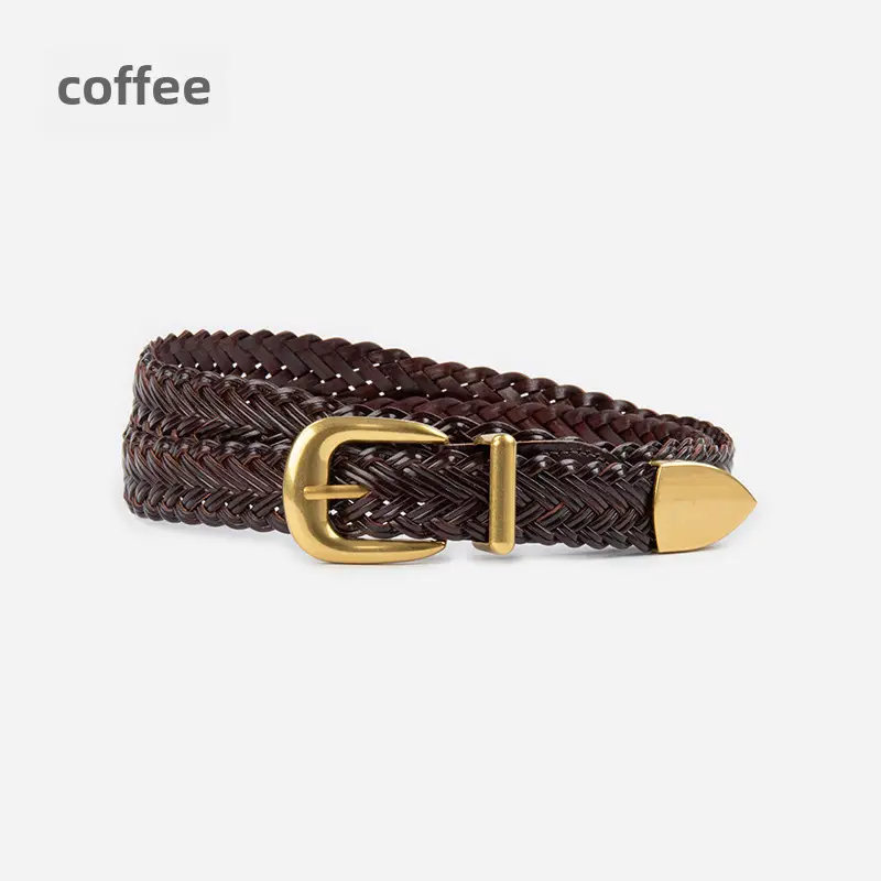 Women's Woven Belt with Gold Buckle Casual Belt - Image 2
