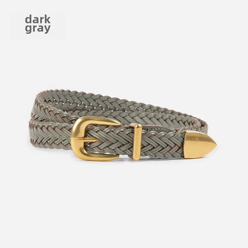 Women's Woven Belt with Gold Buckle Casual Belt - Image 4