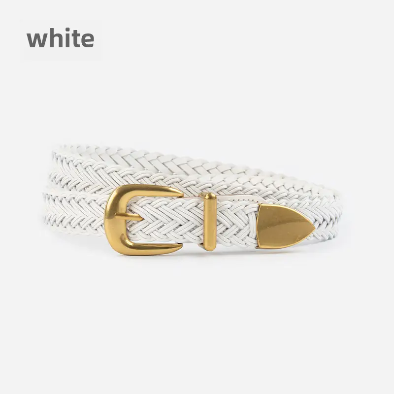 Women's Woven Belt with Gold Buckle Casual Belt - Image 6