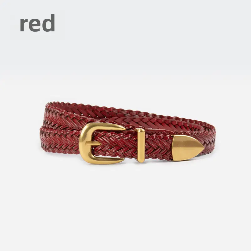Women's Woven Belt with Gold Buckle Casual Belt - Image 7