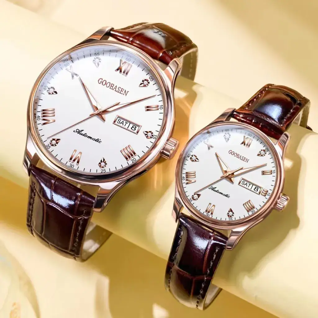 Guberson Ultra-Thin Couple Watch with Diamond Cover - Image 14
