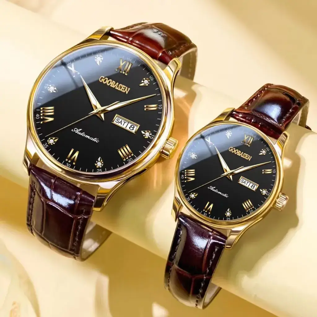 Guberson Ultra-Thin Couple Watch with Diamond Cover - Image 11