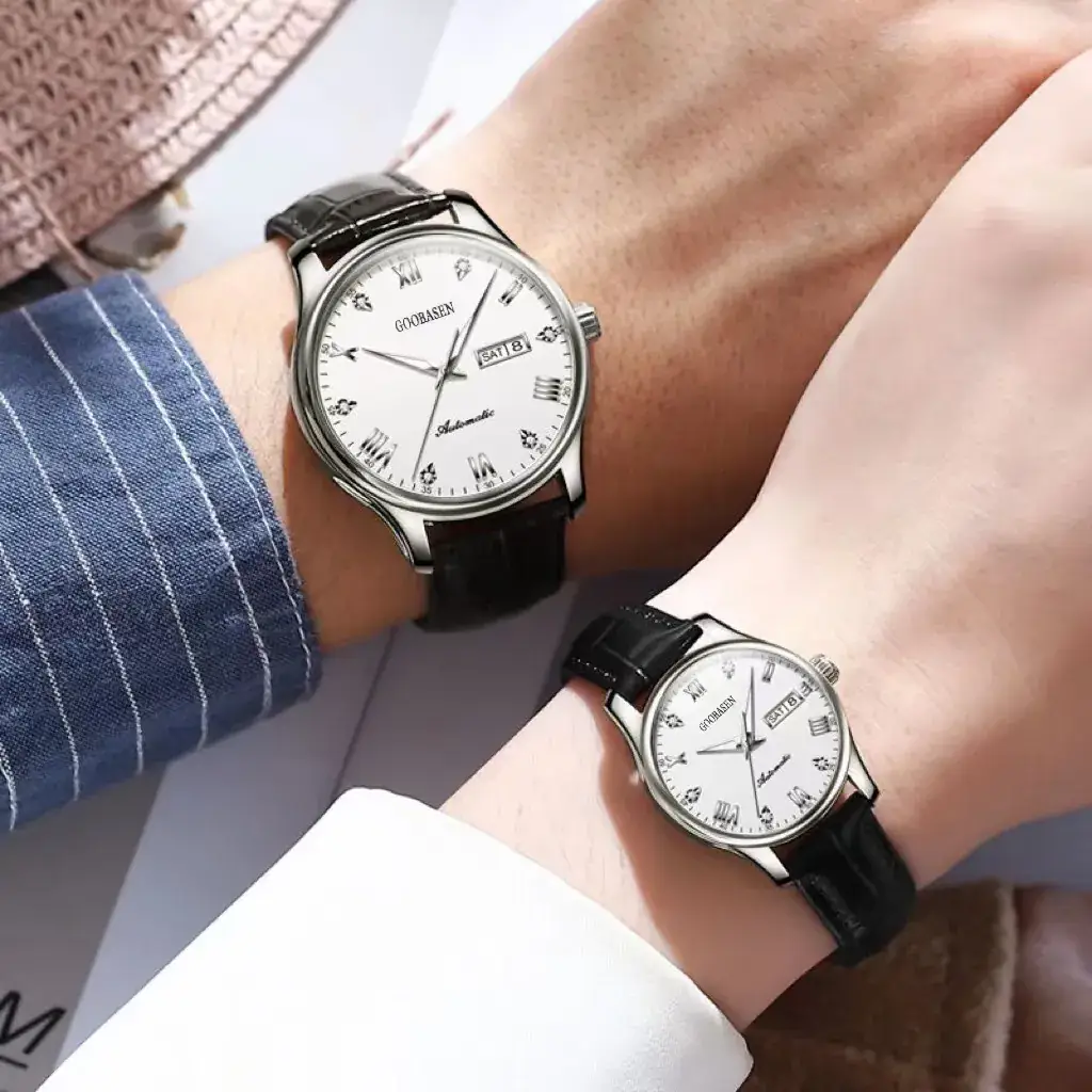 Guberson Ultra-Thin Couple Watch with Diamond Cover - Image 12