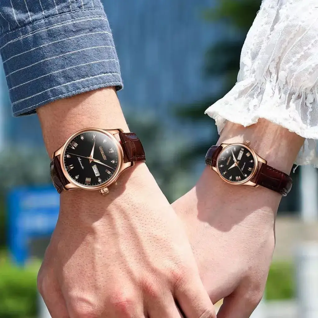 Guberson Ultra-Thin Couple Watch with Diamond Cover - Image 13