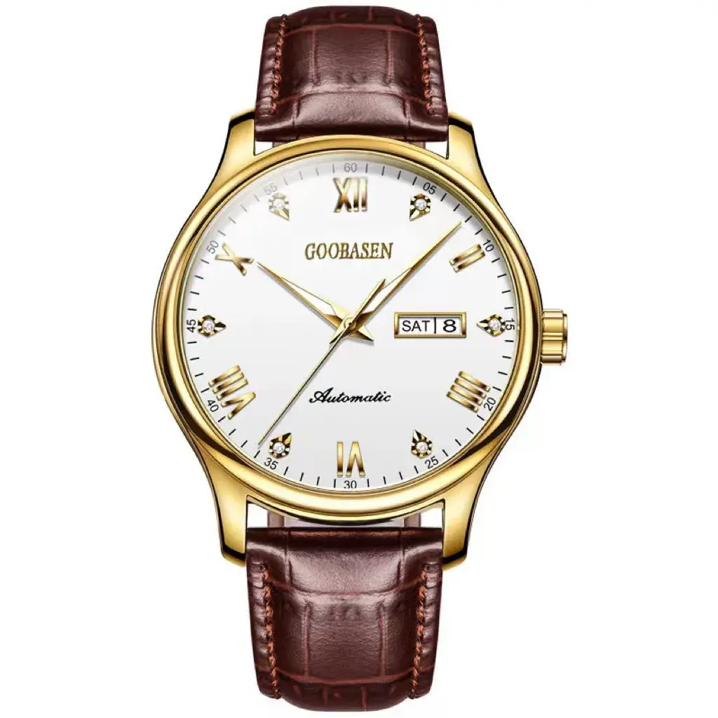 Guberson Ultra-Thin Couple Watch with Diamond Cover - Image 4