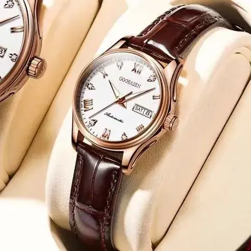 Guberson Ultra-Thin Couple Watch with Diamond Cover - Image 6