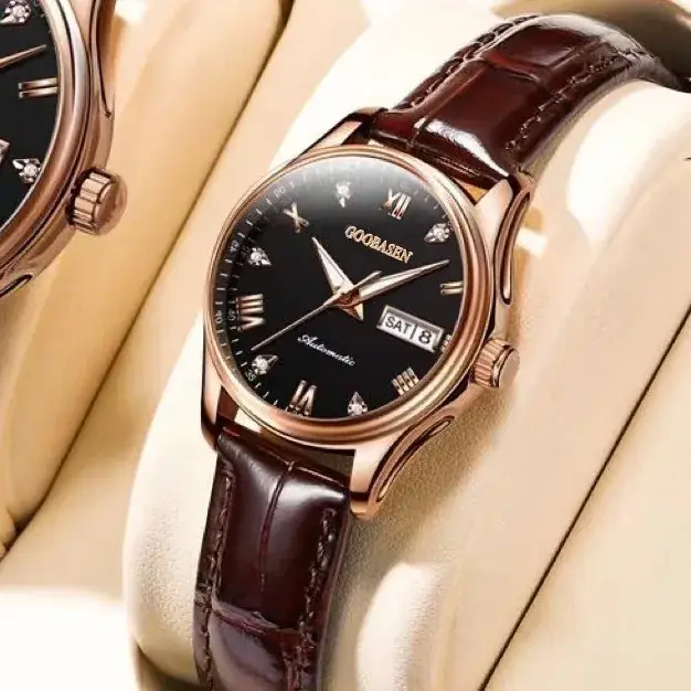 Guberson Ultra-Thin Couple Watch with Diamond Cover - Image 8