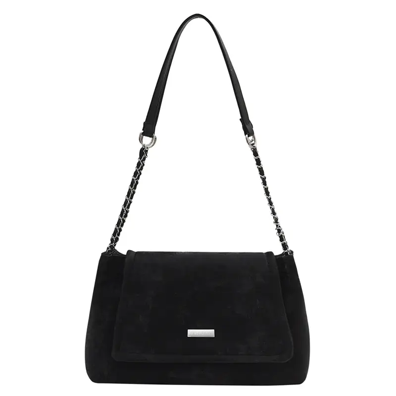 Black Matte Chain Shoulder Tote Bag for Women - Image 5