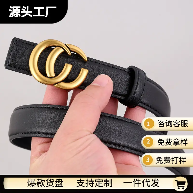 Women's Gold Double C Buckle Belt Genuine Leather 2025 - Image 2
