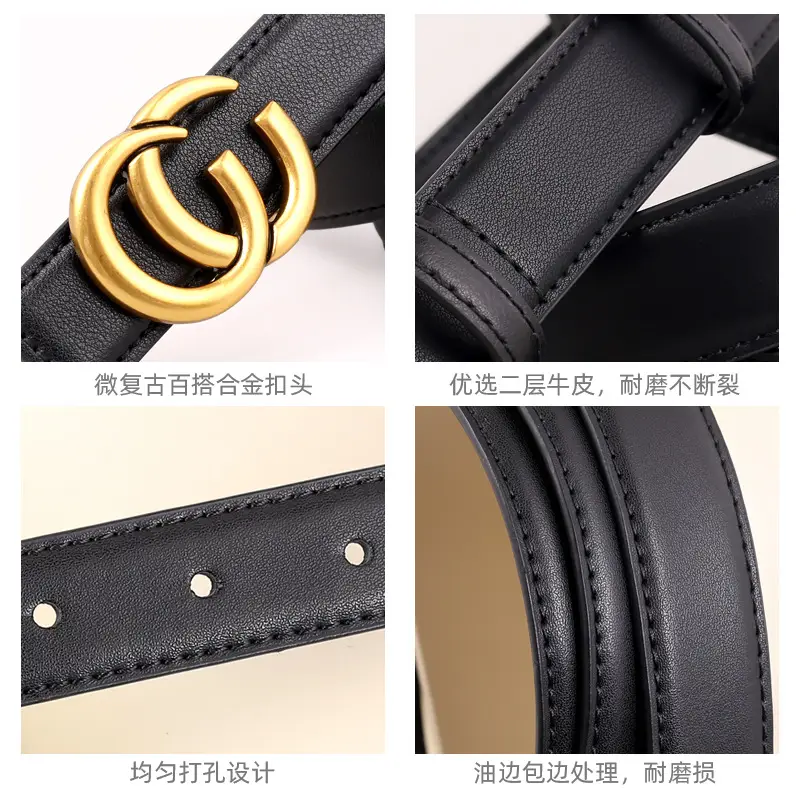 Women's Gold Double C Buckle Belt Genuine Leather 2025 - Image 3