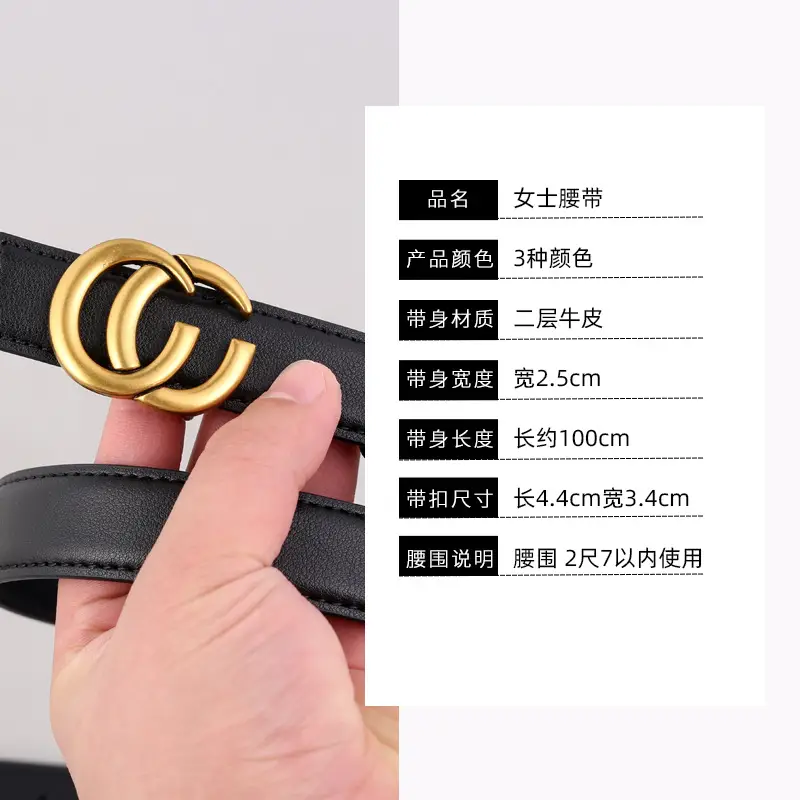 Women's Gold Double C Buckle Belt Genuine Leather 2025 - Image 4