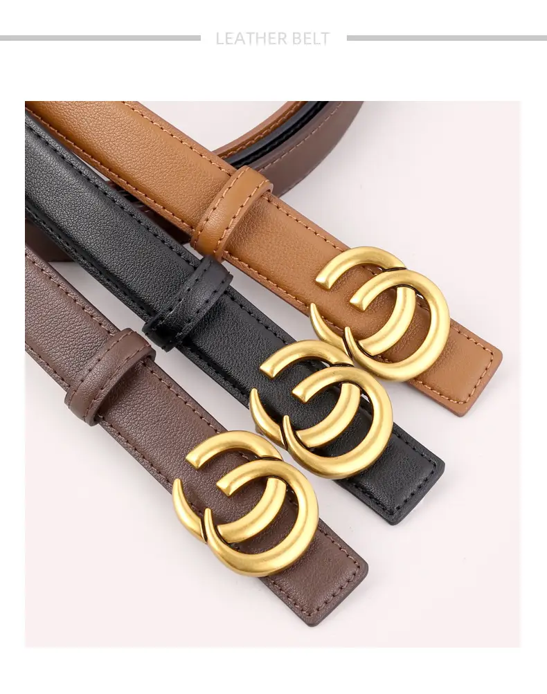 Women's Gold Double C Buckle Belt Genuine Leather 2025 — feature 24