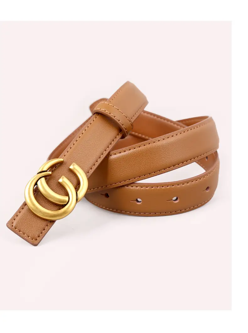 Women's Gold Double C Buckle Belt Genuine Leather 2025 — feature 29