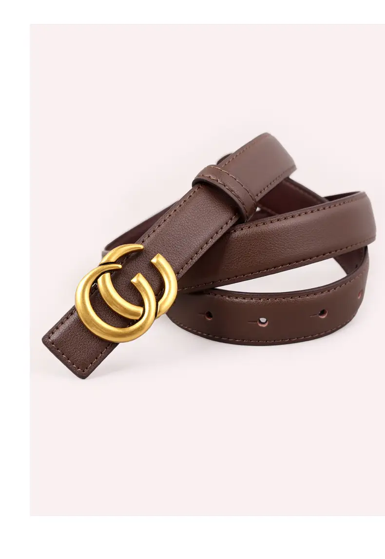 Women's Gold Double C Buckle Belt Genuine Leather 2025 — feature 30