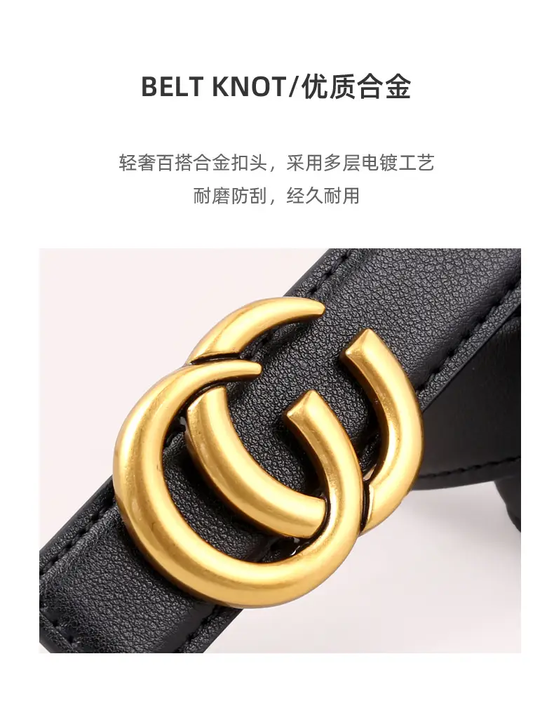 Women's Gold Double C Buckle Belt Genuine Leather 2025 — feature 33