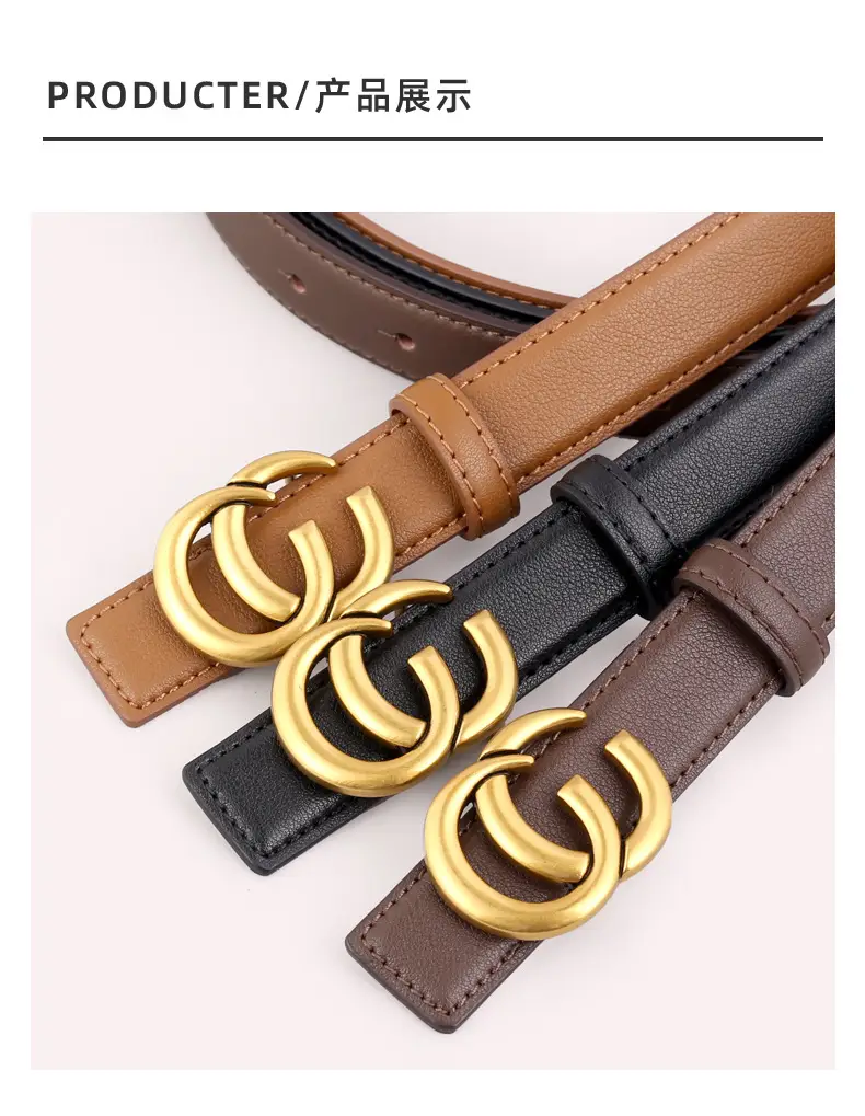 Women's Gold Double C Buckle Belt Genuine Leather 2025 — feature 36